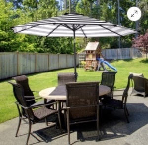 Pure Garden 9 Ft Patio Umbrella, Black and White