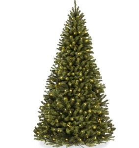 Pre-Lit Artificial Spruce Christmas Tree w/ Foldable Metal Base 6ft