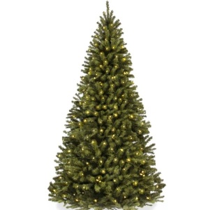 Pre-Lit Artificial Spruce Christmas Tree w/ Foldable Metal Base 6ft