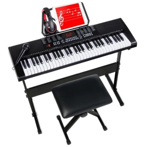 61-Key Beginners Electronic Keyboard Piano Set w/ 3 Modes, Microphone