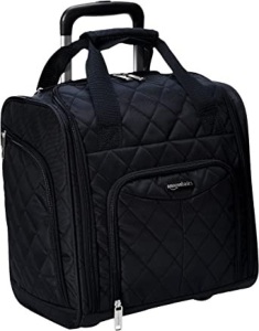 AmazonBasics Rolling Underseat Carry-On, 14", Black Quilted - NEW 