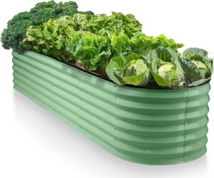 9-in-1 Galvanized Steel Raised Garden Bed, 8x2x1.5' 