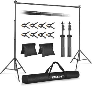 EMART Photo Studio Adjustable Background Stand Support Kit 10x7ft(WxH)