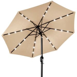 Solar LED Lighted Patio Umbrella w/ Tilt Adjustment, UV-Resistant- 10ft