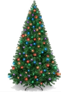 Premium Artificial Pre-Lit Pine Christmas Tree w/ 1,000 Tips, 250 LED Lights