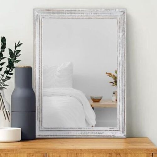 MWAZZLL Wall Mirror 26"x18" with Rustic Wood Frame&nbsp;