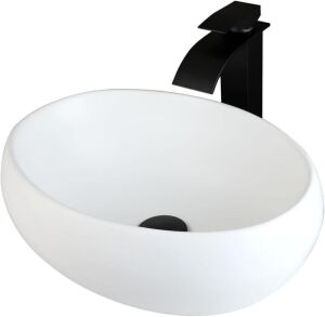 Lonuebu 16" Ceramic Vessel Sink with Faucet and Drain