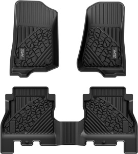 3W Floor Mats Compatible for Jeep Wrangler JL 2018-2023 Unlimited 4-Door (Non JK or 4XE) All-Weather TPE Floor Liner for 1st and 2nd Row Full Set Car Mats, Black