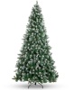 Pre-Decorated Christmas Tree w/ Pine Cones, Flocked Branch Tips 6ft - 2