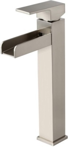 Homary Modern Brushed Nickel Single Handle Waterfall Faucet with Pop Up Drain&nbsp;for Vessel Sink - New