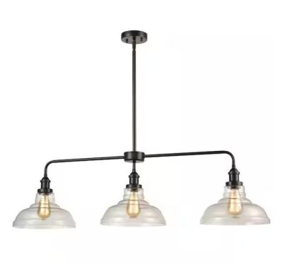 3 Light Bronze Finished Shaded Pendant Light 60W