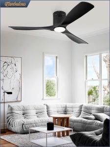 52" Ceiling Fans with Lights and Remote Control,Modern Flush Mount Ceiling Fan with 3 LED Colors,Outdoor Low Profile Ceiling Fans with 6-Speeds Timer DC Motor for Bedroom Living Room Patio