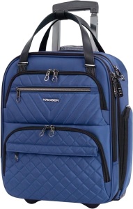 KROSER Carry On Underseat Multi-functional, 16-inch Underseater Lightweight Overnight Suitcase for Women, Haze Blue