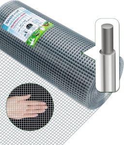 Hardware Cloth,1/2inch 24inx100ft 19 Gauge,Double-Layer Hot-Dip Galvanizing After Welding,Chicken Wire Fence Wire Mesh Fence Poultry Netting Garden Fence Tree Guard Wire Fence Rolls