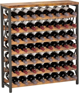 Homeiju 56-Bottle Freestanding Wine Rack, Wooden Wine Rack Storage Shelf, Stackable Wine Bottle Rack with Tabletop for Living Room,Kitchen or Wine Cellar