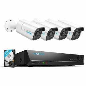 Reolink 4K Ultra HD 8CH POE Security Camera System, 4 x Wired 8MP Outdoor PoE IP Cameras, 8MP 8-Channel NVR with 2TB HDD Video Surveillance System for 24/7 Recording RLK8-800B4 - New 