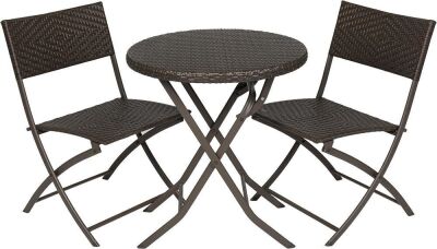 3pc Rattan Patio Bistro Set 