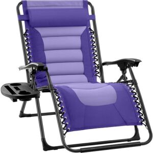 Oversized Padded Zero Gravity Chair, Folding Recliner w/ Headrest, Side Tray 