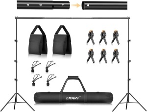 EMART 8.5 x 10 ft Photo Backdrop Stand, Adjustable Photography Muslin Background Support System Stand for Photo Video Studio