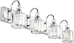 Ralbay Modern LED Crystal Bathroom Vanity Lights 4-Lights Stainless Steel Crystal Vanity Lights Over Mirror Modern Crystal Bathroom Vanity Lighting Fixtures