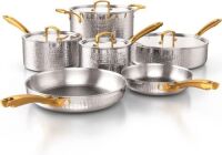 Tri-Ply Stainless Steel Hammered Kitchen Cookware Set, 10 pc&nbsp;
