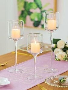 Set of 3 Glass Candle Holders