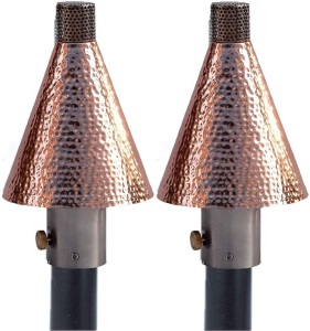 Big Kahuna Hammered Copper Cone Permanent Mount Gas Tiki Torch, 2 Pack - Appears New