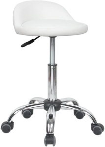 Juno Adjustable Height Massage Stool with Wheels, White - Appears New