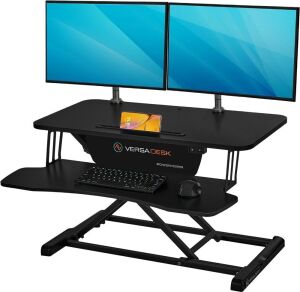  VERSADESK PowerRiser 32" x 24" Electric Standing Desk Converter for Dual Monitor, Wide Keyboard Tray