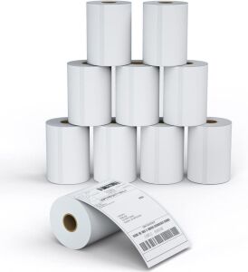 MFLABEL 10 Rolls 4x6 Direct Thermal Blank Shipping Labels for Thermal Printer 