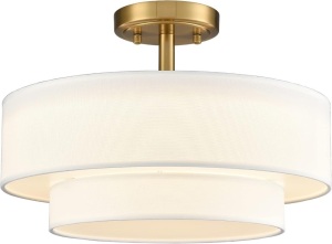 DAYCENT Modern Bedroom Lights for Ceiling Semi Flush Mount Drum Light Fixture Hallway, Gold, 3000K/4500K/5500K Selectable, 30 Watts, CRI 95, Dimmable