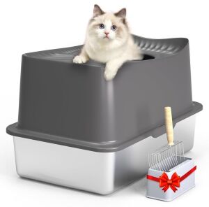 Stainless Steel Top Entry Cat Litter Box