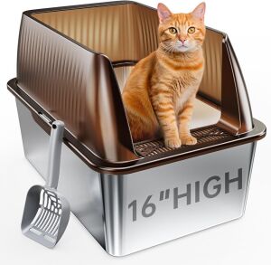 Tripamin 16” XL Stainless Steel Cat Litter Box 