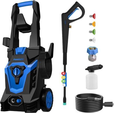 PowRyte Electric Pressure Washer, Foam Cannon, 4 Different Pressure Tips, 3800 PSI 2.4 GPM