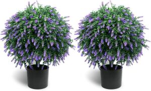 21.6” Tall Artificial Lavender Topiary Ball, Set of 2 