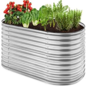 Raised Oval Garden Bed, Customizable Elevated Outdoor Metal Planter - 63in