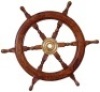Lot of (2) Hampton Nautical Deluxe Class Wood and Brass Decorative Ship Wheels 24"