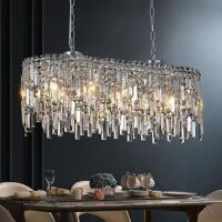 A AXILIXI Rectangular Crystal Chandelier