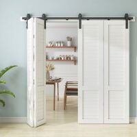 JUBEST 76" Bi-Folding Sliding Barn Door Hardware Track Kit