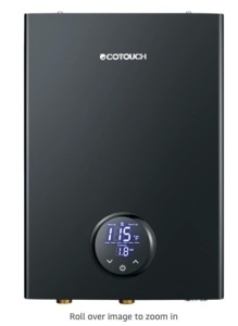 Electric Tankless Water Heater, ECOTOUCH 14kW Instant Hot Water Heater on Demand 240V Point of Use Hot Water Heater ETL Certificated Self-Modulation ECO140B Black