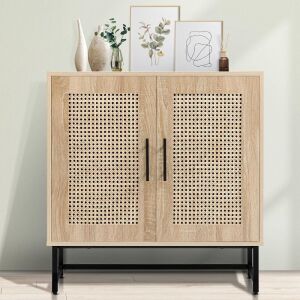  Storage Cabinet with Handmade Natural Rattan Doors