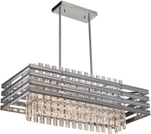 TZOE Modern Crystal Chrome Chandelier, 29.1" x 11.4" x 48.5" 