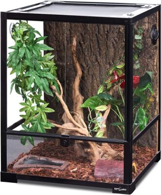  REPTI ZOO Reptile Glass Terrarium, 18" x 18" x 24" Front Opening Terrarium with Double Hinge Door & Top Screen Ventilation, 30 Gallon 