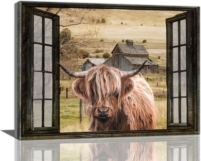 Farmhouse Highland Cow Wall Decor 20" x 16" 