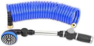 Self Coiling Garden Hose with Wand, 25' 