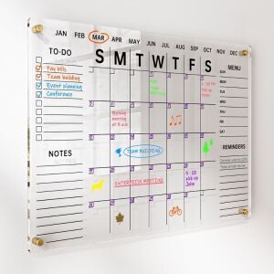 Acrylic Wall Calendar with Dry Erase Surface