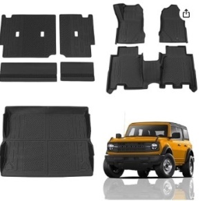 Floor Mats Compatible with 2021 2022 2023 2024 Ford Bronco Trunk Mat Cargo Liner for Ford Bronco Accessories 4 Door(Trunk Mat+Floor Mats+Rear Backrest Mats) $209.99