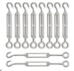 Turnbuckle Lsqurel 50PCS 304 Stainless Steel Turnbuckle Hook and Eye Heavy Duty  M6 Tensioner Adjustable Shade Sail Hardware for Tightening up Metal Cable Wire 5/32 1/4 5/16 3/8 $99.99