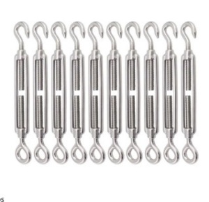 Turnbuckle Lsqurel 50PCS 304 Stainless Steel Turnbuckle Hook and Eye Heavy Duty M8  Tensioner Adjustable Shade Sail Hardware for Tightening up Metal Cable Wire 5/32 1/4 5/16 3/8 $109.99