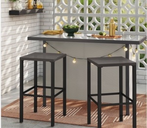 Room Essentials 2PK Outdoor Patio 29"H Counter Bar Stools Kitchen Island, Black